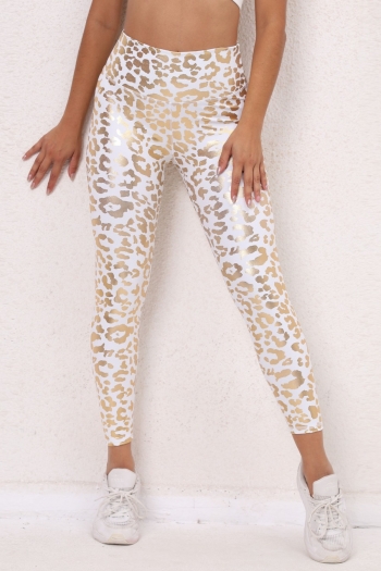 autumn new two colors leopard holographic stretch high waist hip lift yoga fitness running sports tight pants
