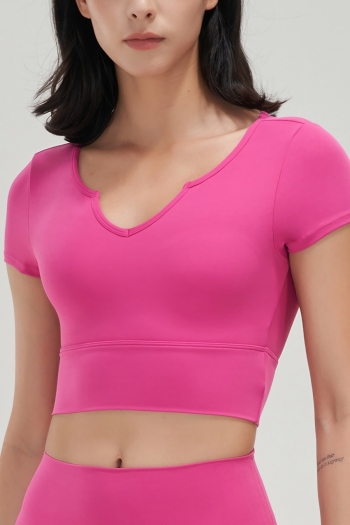 summer new 6 colors high stretch removable padding short sleeve v-neck slim stylish fitness yoga sports vest