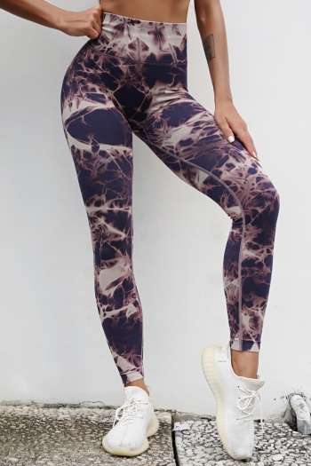 spring & summer new 2 colors tie-dye batch printing high stretch slim hip lift high waist stylish fitness sports pants