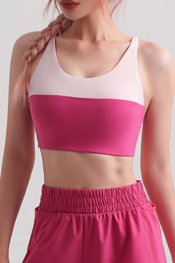 summer new 4 colors contrast color patchwork high stretch removable padding sling crossed design stylish fitness yoga sports bra