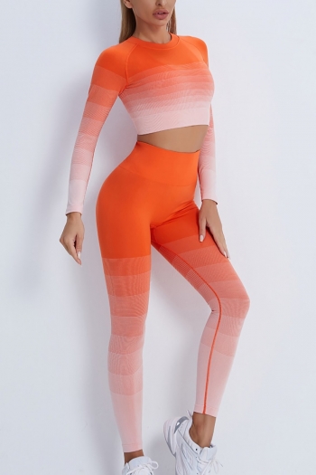 high stretch gradient long sleeve no chest padded hip lift stylish sports set