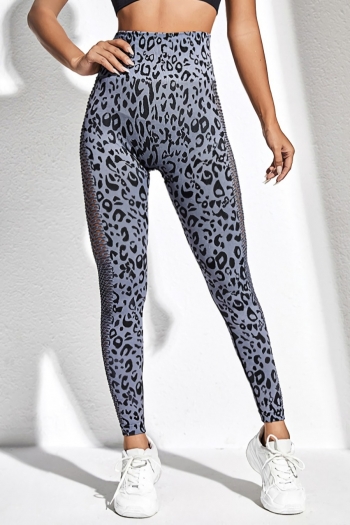 slight stretch leopard printing hollow high waist tight hip lift yoga pants