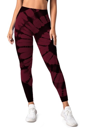 xs-l slight stretch 4-colors tie-dye printing high waist hip lift yoga pants