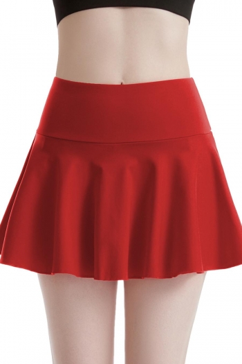 sport slight stretch solid high waist lined pocket yoga pleated mini skirt