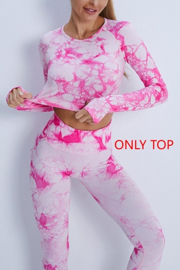 sports high stretch long sleeve thumb hole tie-dye fitness tight yoga top