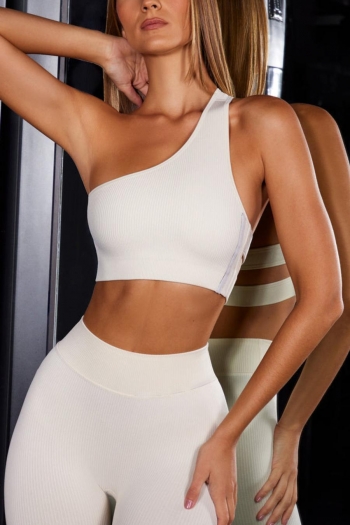 sports one shoulder hollow removable chest pad backless fitness tight yoga top