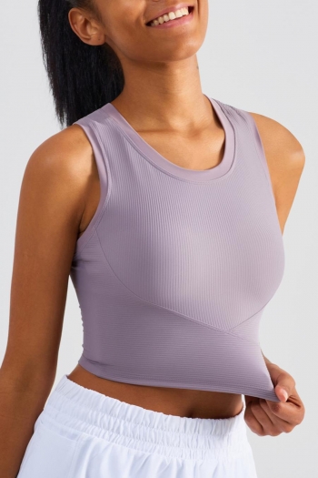 sports stretch tight non-removable chest pad yoga crop vest(size run small)