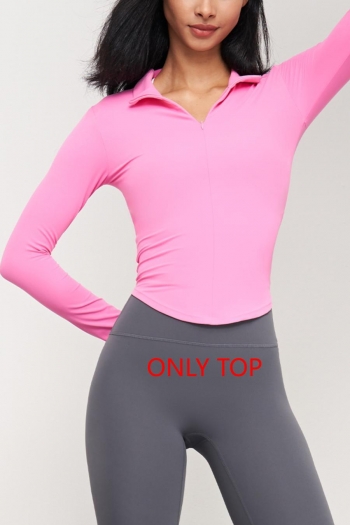 sport high stretch simple zip-up slim yoga top(size runs small)