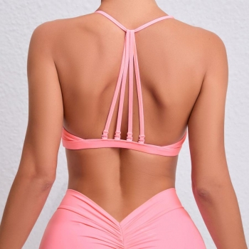 sports sexy slight stretch 5 colors padded backless removable straps yoga bra