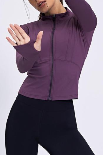 sports high stretch thumb hole quick dry zip-up yoga jacket(size runs small)