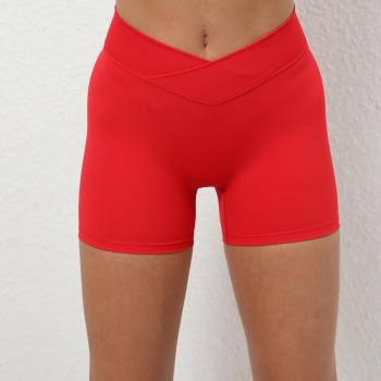 sports slight stretch solid color breathable hip lift fitness yoga shorts