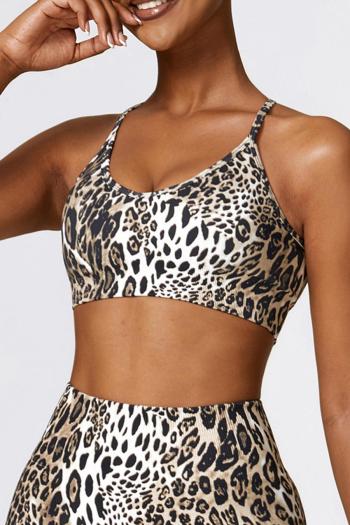 sports slight stretch leopard print removable padded yoga vest size run small
