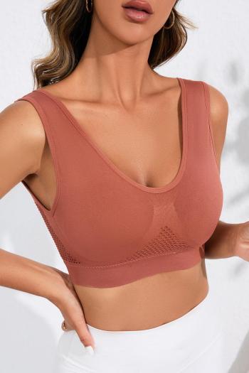 sports slight stretch pure color padded cutout backless yoga vest