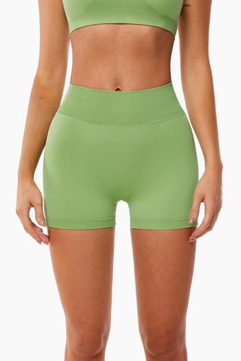 sports slight stretch solid color high waist hip lift fitness yoga shorts size runs small