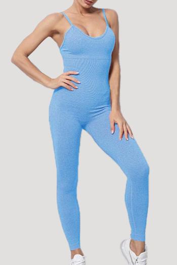 sports high stretch solid color sling padded tight yoga jumpsuit