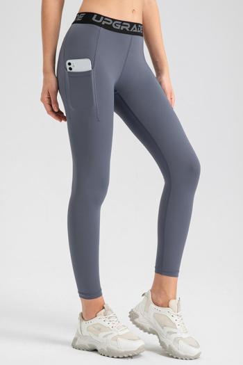 sports high stretch knitted letter pocket butt lift yoga pants
