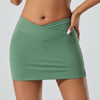 sports slight stretch solid color tight mini yoga skirt(only skirt)
