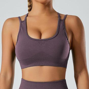 sports slight stretch solid tight breathable padded yoga vest(only vest)