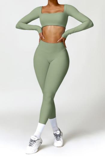 sports slight stretch pure color padded long sleeved pants sets(size run small)
