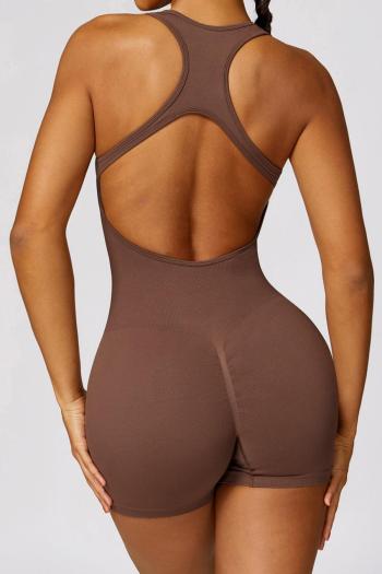 sports slight stretch backless hip lift padded yoga playsuits(size run small)