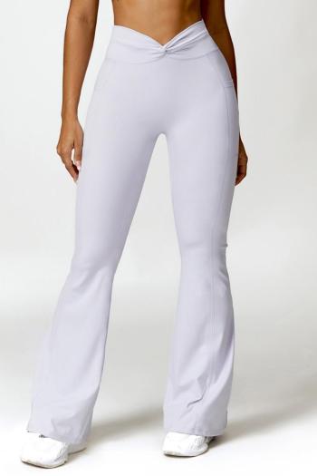 sports slight stretch kink pockets solid flared yoga pants(size run small)
