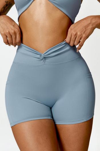 sports slight stretch kink pockets hip lift yoga shorts(size run small)