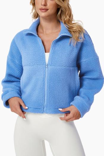 sports non-stretch solid teddy fleece double-sided jackets(size run small)