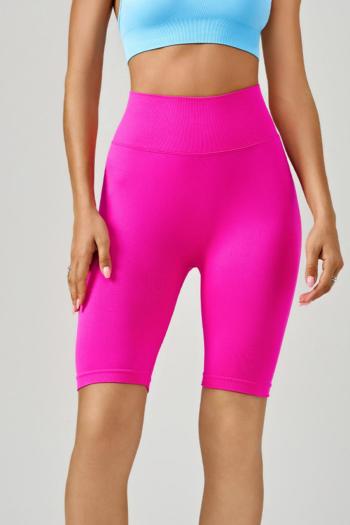 sports high stretch solid color high waist tummy tuck butt lift yoga shorts
