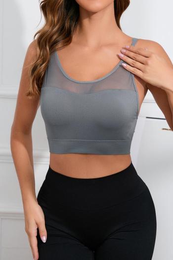 sports sexy slight stretch mesh stitching padded yoga crop vest
