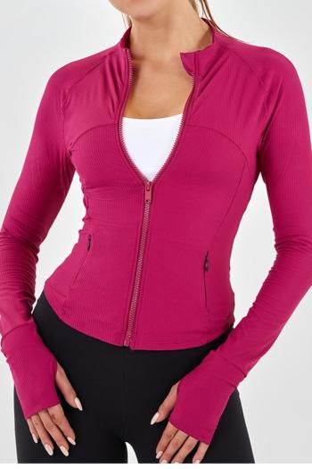 sports stylish 4 colors high stretch zip-up pocket thumb hole fitness yoga top size run small