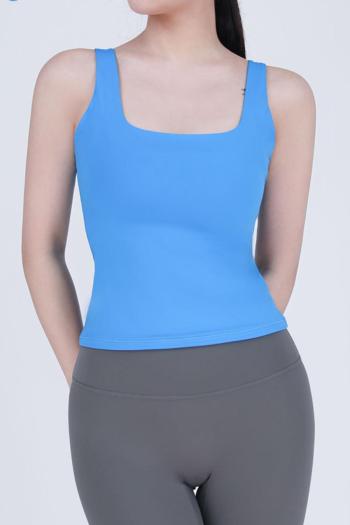 sports stylish high stretch slim solid color fitness yoga top size run small
