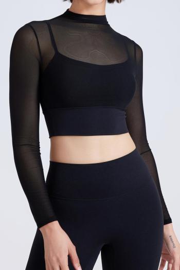 sports high stretch mesh see-through padded tight crop yoga top size run small