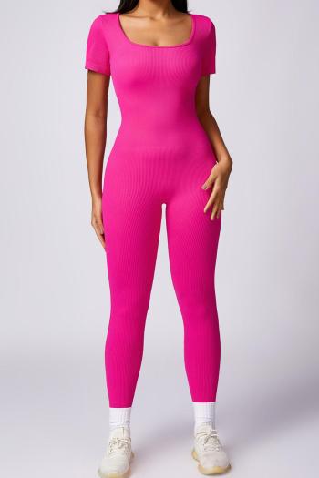 sports high stretch solid color simple tight yoga fitness jumpsuit