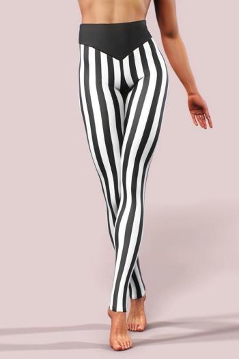athletic slight stretch striped print high-waist butt lift yoga pants