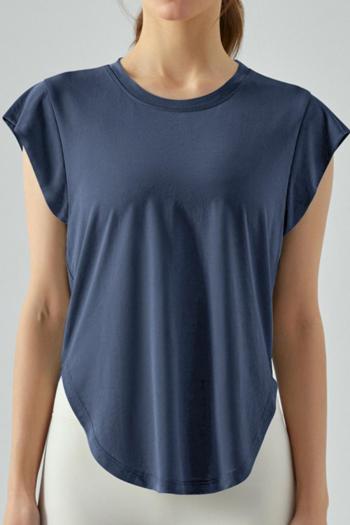 sports high stretch simple solid breathable yoga t-shirt size run small