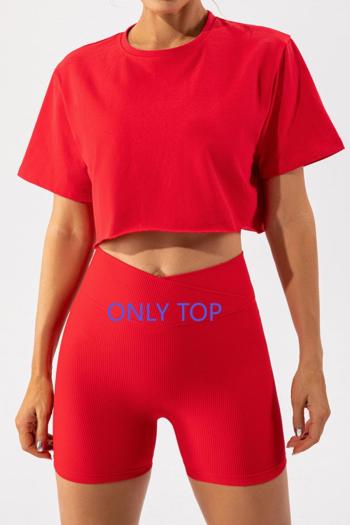 solid color stretch loose new stylish 5 colors sports jogger crop top
