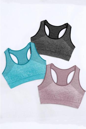 three pcs sports slight stretch seamless padded breathable yoga bra#1#