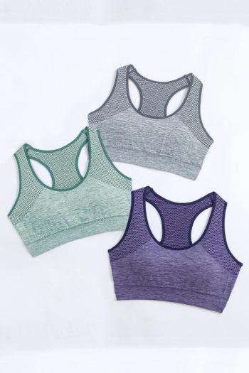 three pcs sports slight stretch seamless padded breathable yoga bra#2#