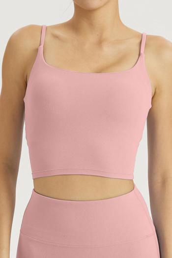 sports slight stretch unremovable padded pure color yoga bra(size run small)