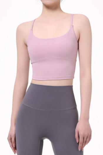 sports high stretch pure color unremovable padded yoga bra(size run small)