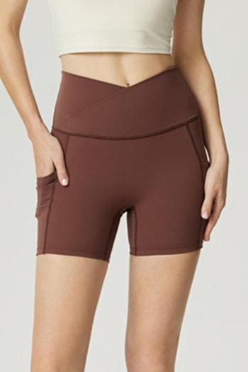 sports high stretch pockets v-shaped waistband cycling shorts(size run small)
