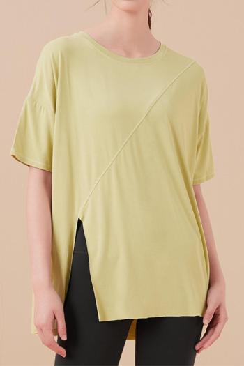 sports high stretch loose slit pure color quick dry t-shirt(size run small)