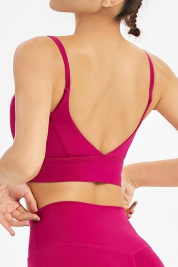 sports slight stretch unremovable padded backless yoga bra(size run small)