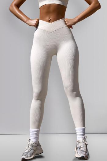 sports high stretch ribbed knit v-shaped waistband yoga pants(size runs small)
