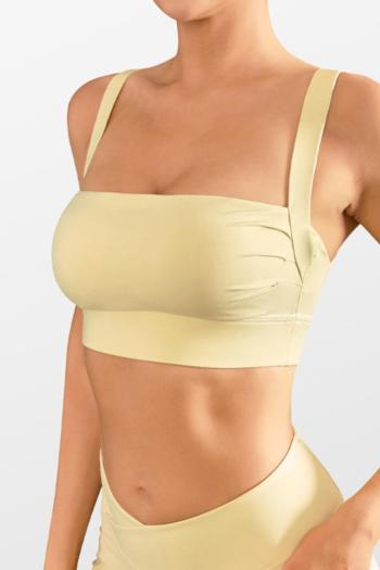 sports slight stretch padded backless square neck yoga bra(size runs small)