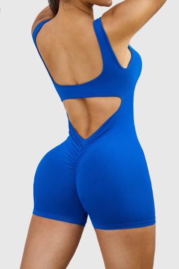 sports high stretch 5 colors solid backless playsuit
