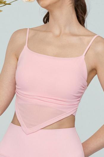 sports stretch pad mesh sling backless irregular hem yoga vest size run small