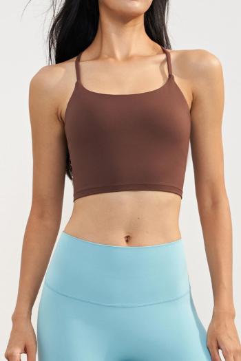 sports slight stretch backless shirring padded yoga bra(size run small)