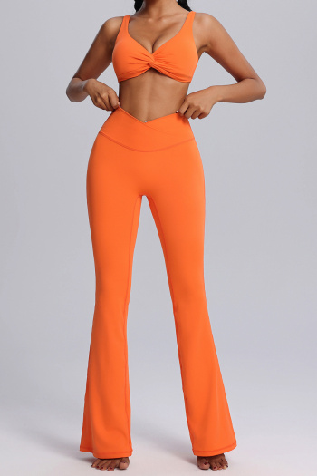 sports yoga high stretch 5 colors padded kinked crop vest & pants set