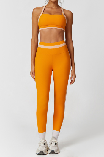 sports stretch 5-color sling with padded tight contrast color yoga pants set